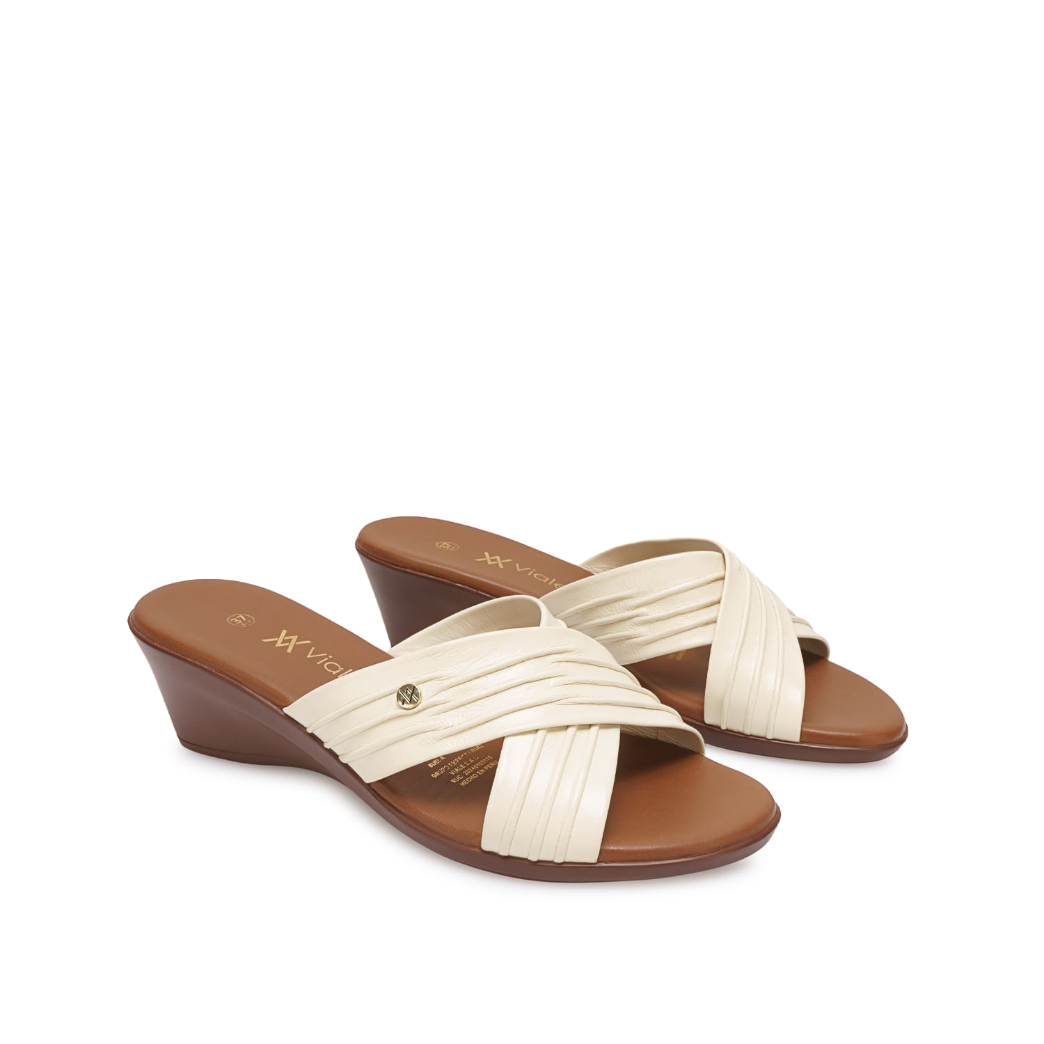 Sandalia Slide Casual LINDA-2603 Hueso Viale Cuero - Imagen 4