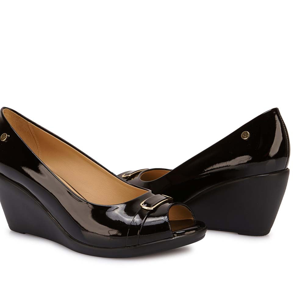 Zapato Peep Toe Casual LINDA-2606 Negro Viale Cuero - Imagen 3