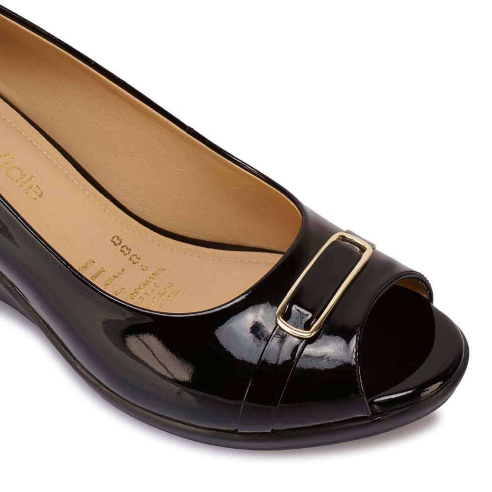 Zapato Peep Toe Casual LINDA-2606 Negro Viale Cuero - Imagen 2
