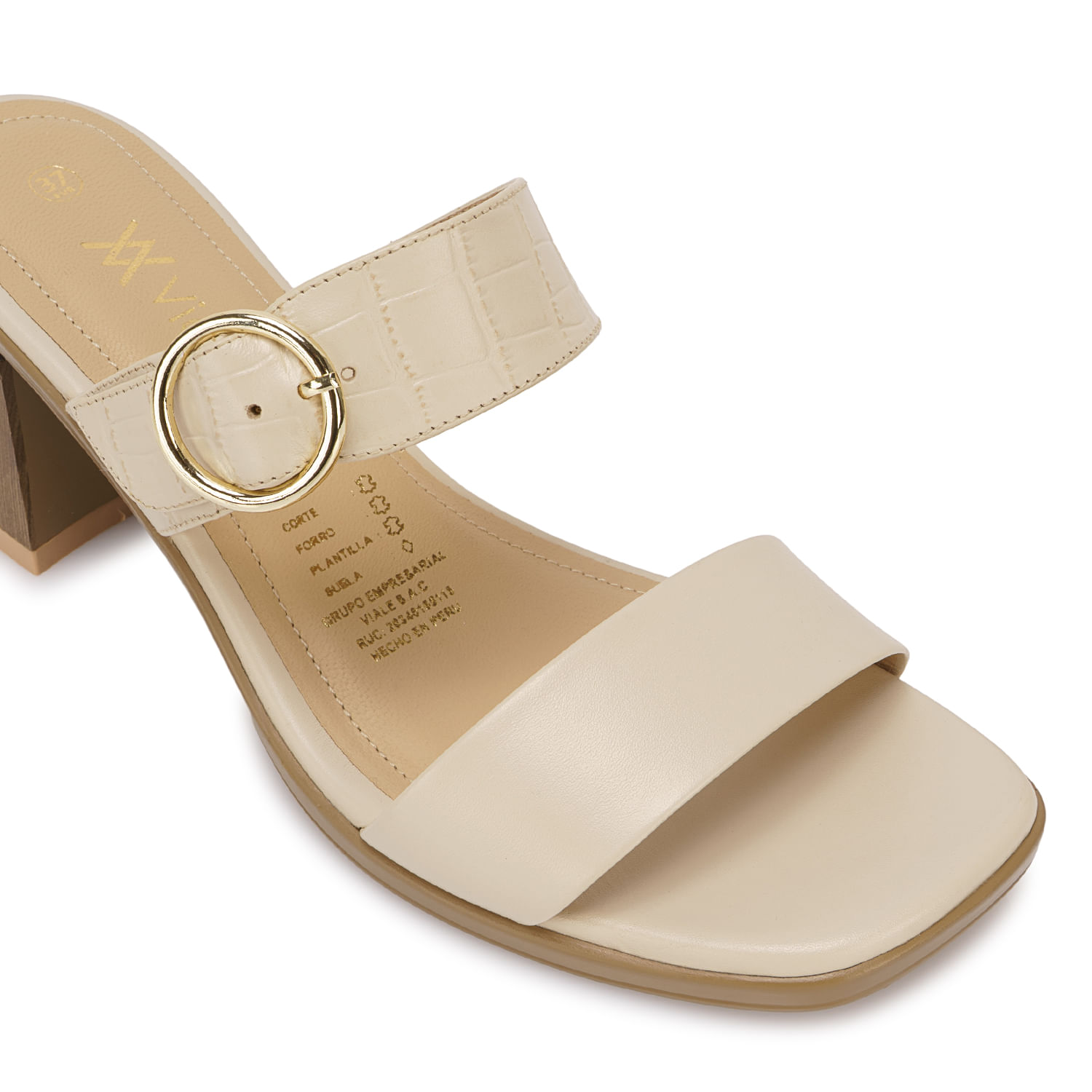 Sandalia Strap Casual LINDA-2607 Vainilla Viale Cuero - Imagen 3