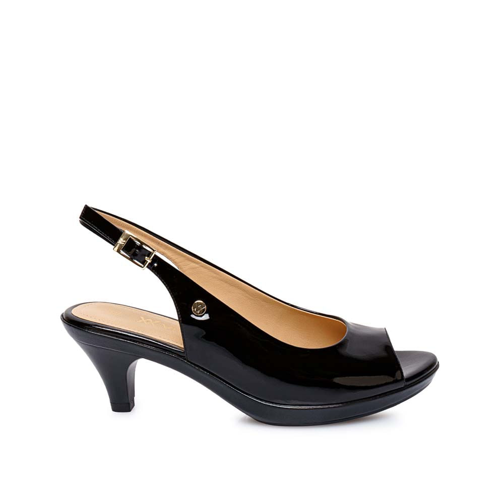 Sandalia Peep Toe Casual LINDA-2610 Negro Viale Cuero