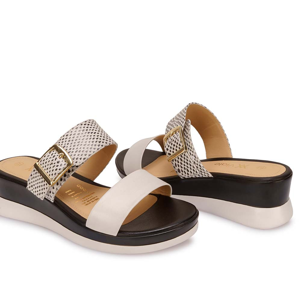 Sandalia Slide Casual LINDA-2612 Blanco Viale Cuero - Imagen 11