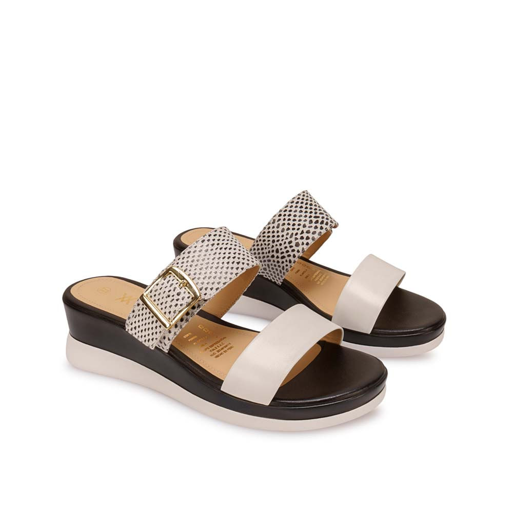 Sandalia Slide Casual LINDA-2612 Blanco Viale Cuero - Imagen 8