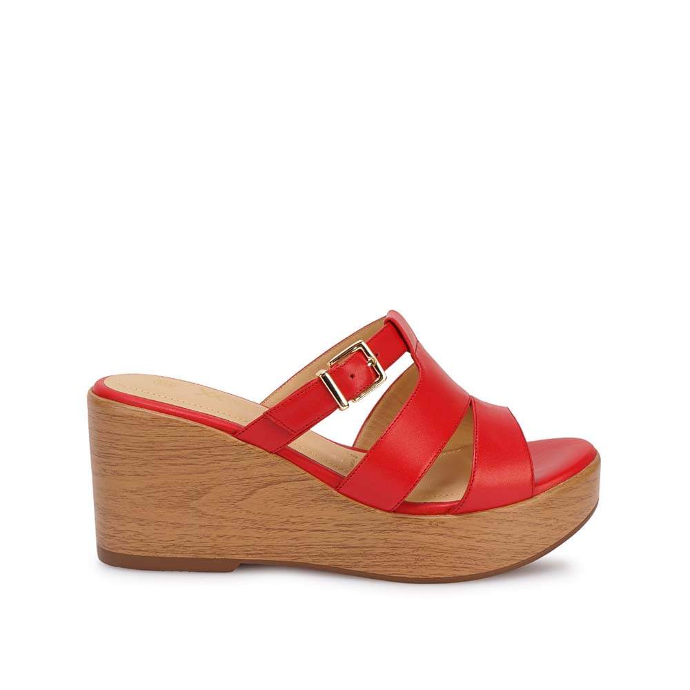 Sandalia Slide Casual LINDA-2613 Rojo Viale Cuero - Imagen 5