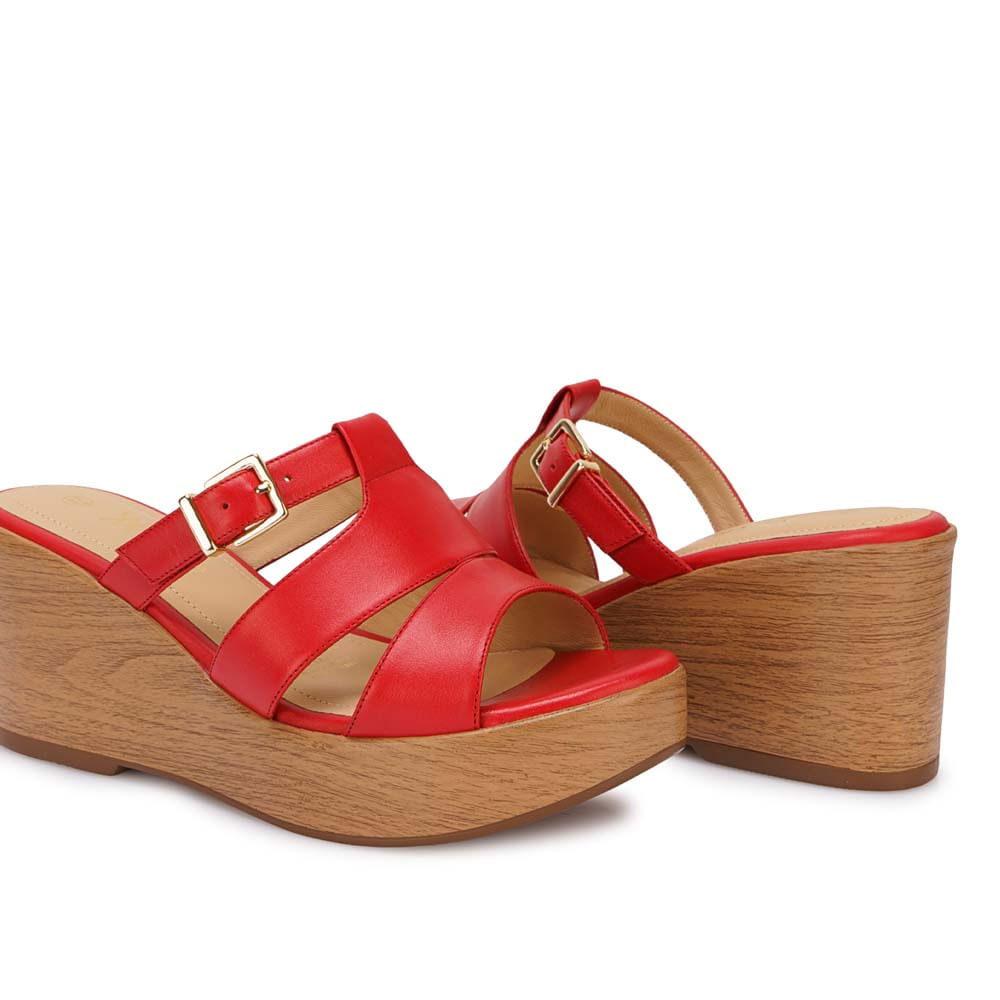 Sandalia Slide Casual LINDA-2613 Rojo Viale Cuero - Imagen 7