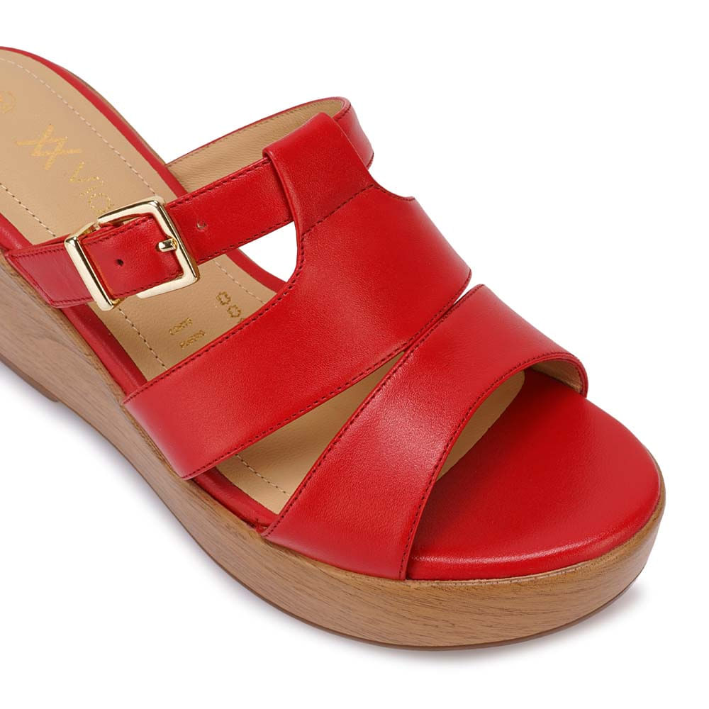 Sandalia Slide Casual LINDA-2613 Rojo Viale Cuero - Imagen 2