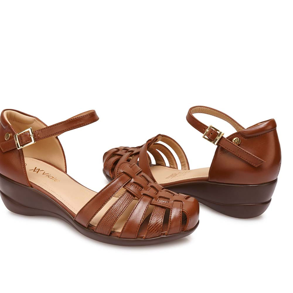 Sandalia Canasta Casual MARI-2601 Habano Viale Cuero - Imagen 3