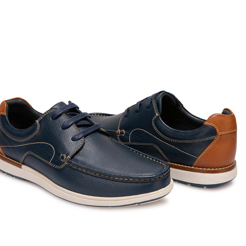 Zapato Top Sider Casual MATEO-2603 Azul Viale Homme Cuero - Imagen 2