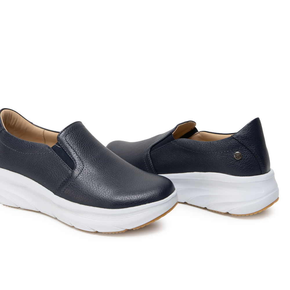 Zapato Slip On Casual REC-2507 Azul Viale Cuero - Imagen 3