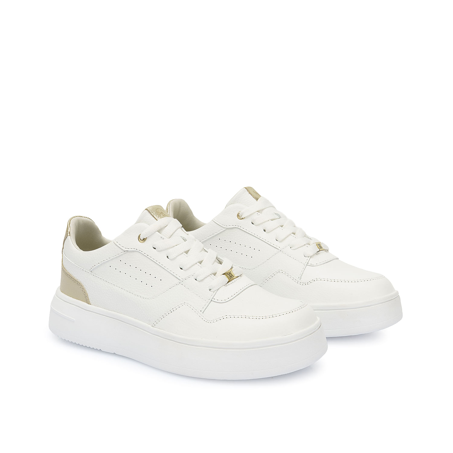 Zapatilla Casual REC-2510 Blanco/Dorado Viale Cuero - Imagen 4