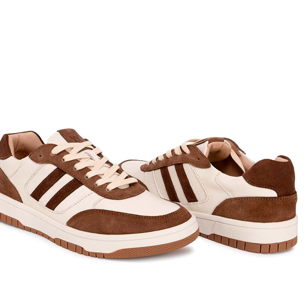 Zapatilla Casual RICARDO-2605 Blanco/Cocoa Viale Homme Cuero - Imagen 4