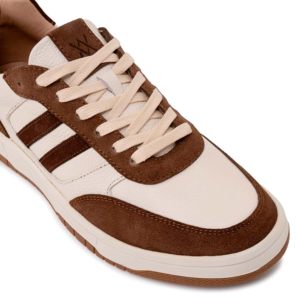 Zapatilla Casual RICARDO-2605 Blanco/Cocoa Viale Homme Cuero - Imagen 2