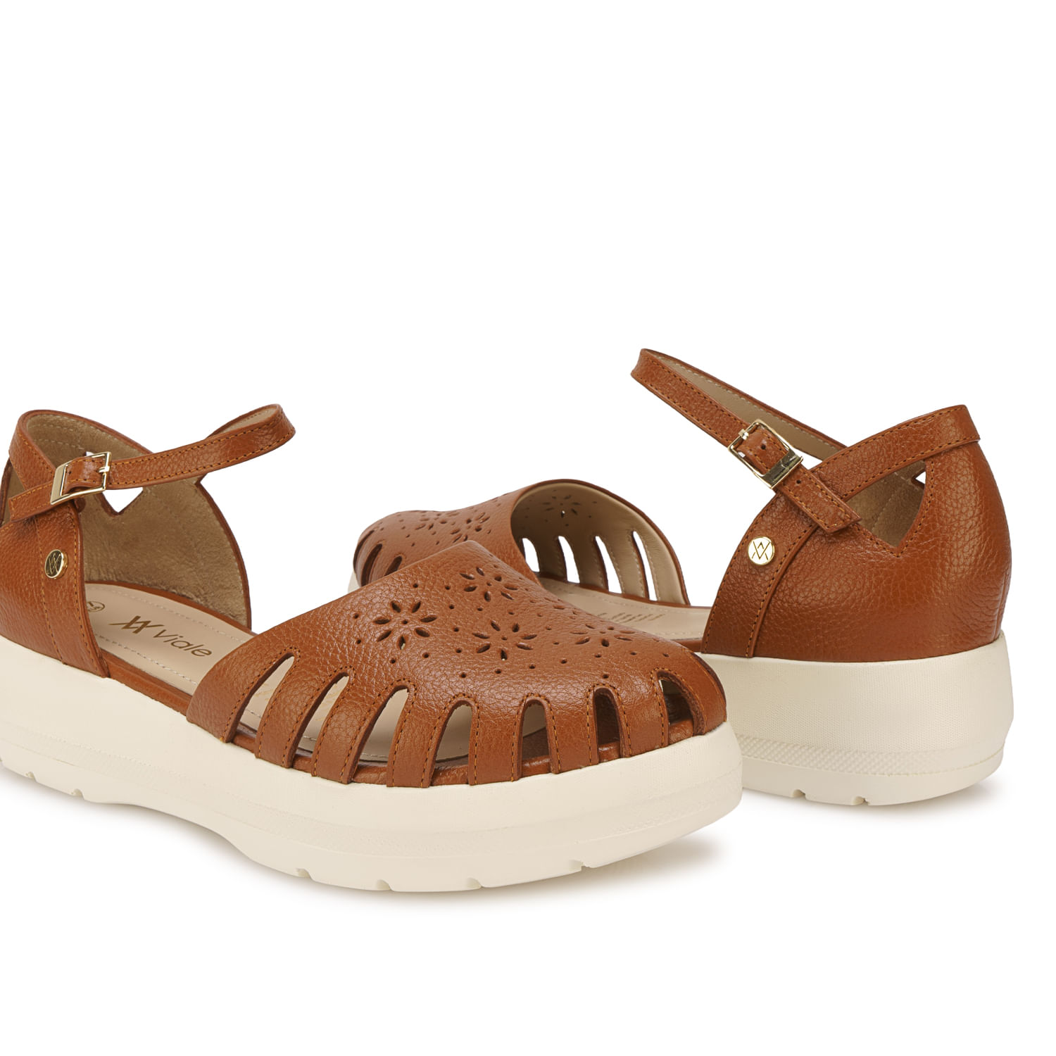 Sandalia Franciscana Casual ROXI-2601 Natural Viale Cuero - Imagen 2