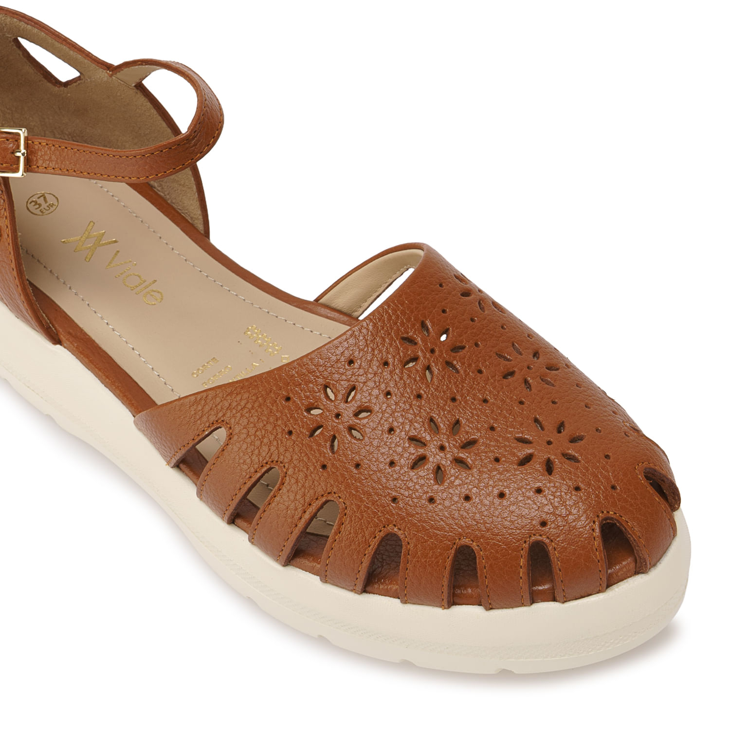 Sandalia Franciscana Casual ROXI-2601 Natural Viale Cuero - Imagen 3