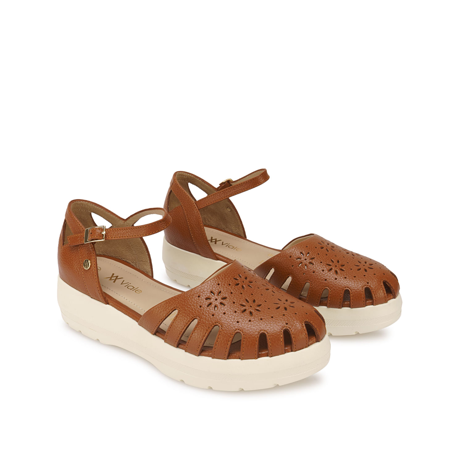 Sandalia Franciscana Casual ROXI-2601 Natural Viale Cuero - Imagen 4