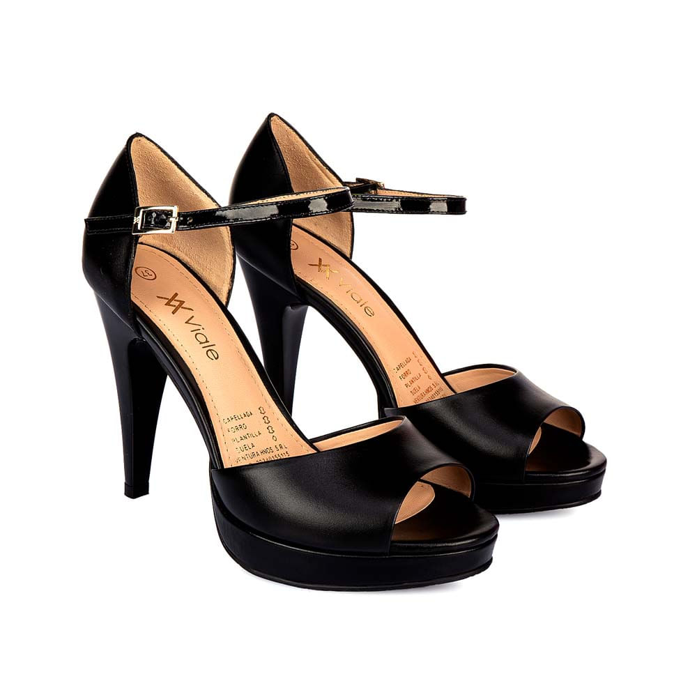 Sandalia D'orsay Casual HER-2502 Negro Viale Cuero - Imagen 4