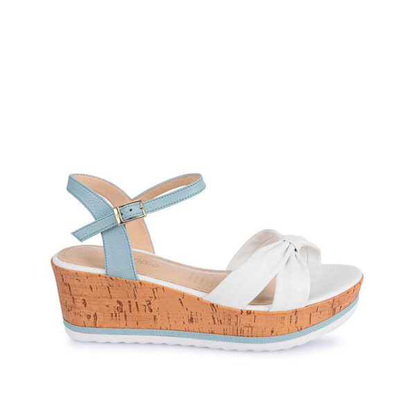 Sandalia D'orsay Casual ALE-2211 Blanco/Celeste Viale Cuero