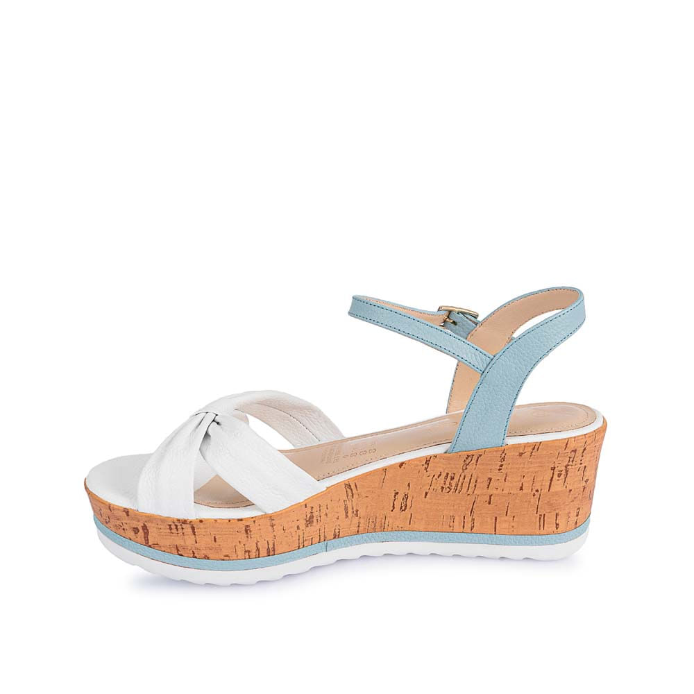 Sandalia D'orsay Casual ALE-2211 Blanco/Celeste Viale Cuero - Imagen 2