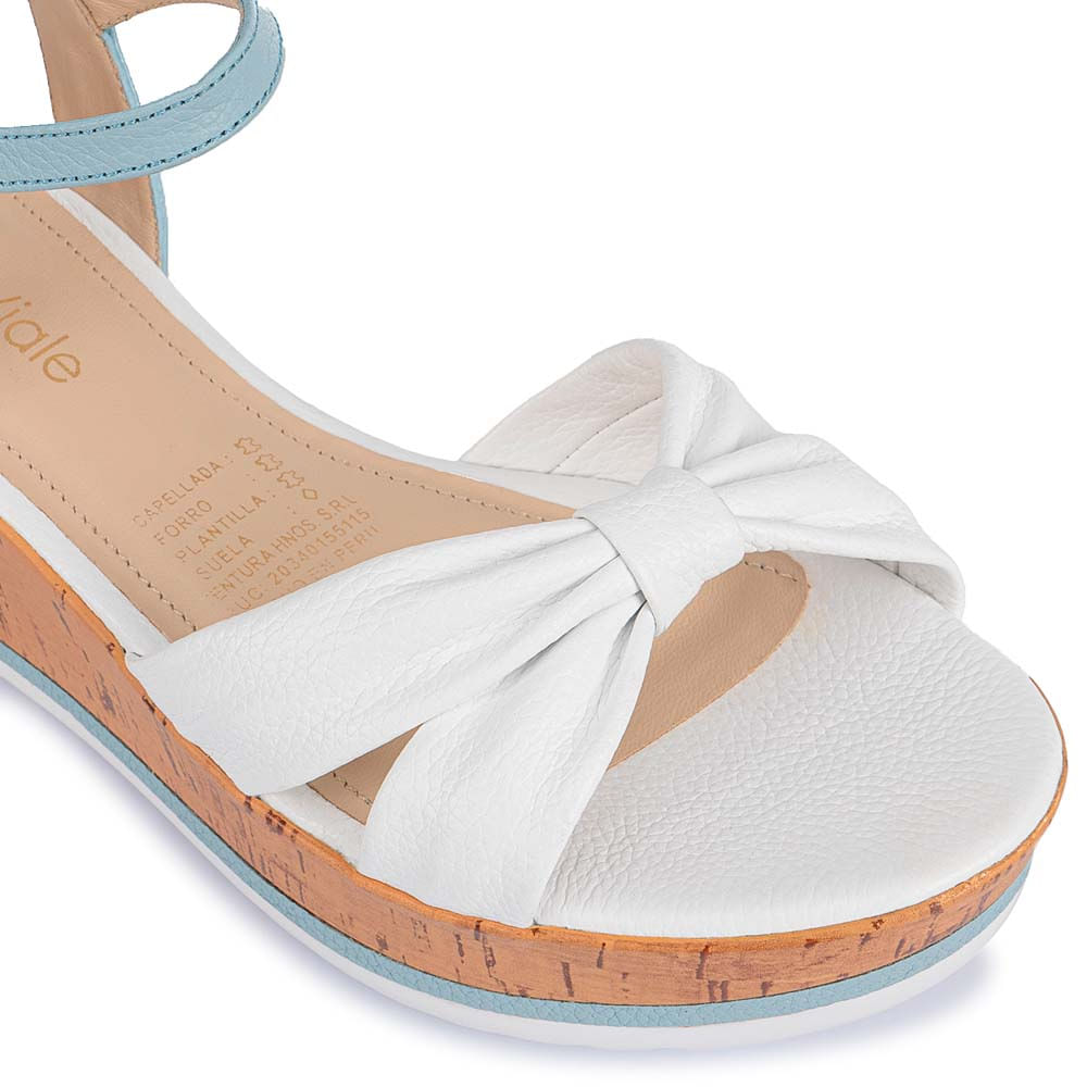 Sandalia D'orsay Casual ALE-2211 Blanco/Celeste Viale Cuero - Imagen 3
