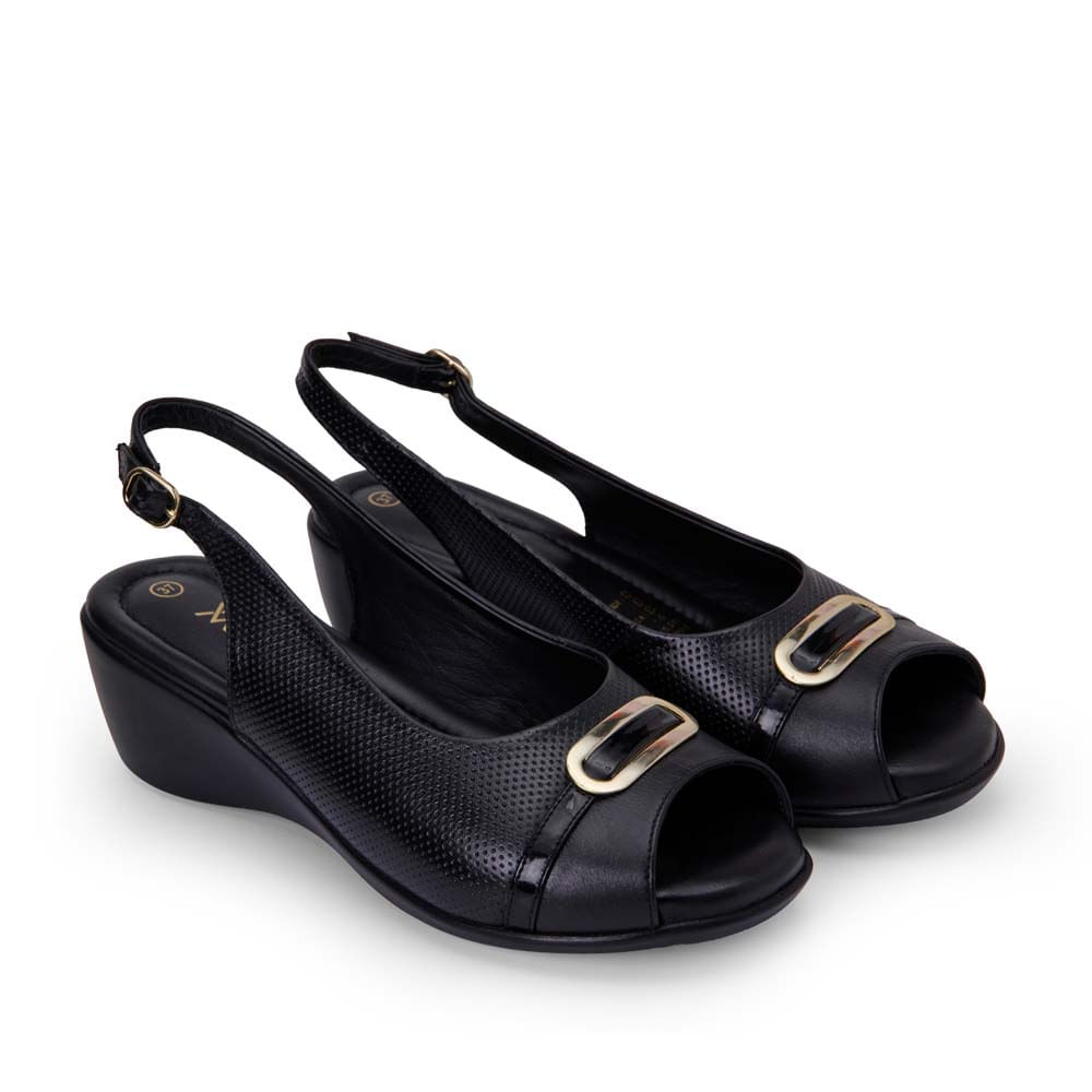 Sandalia Peep Toe Casual WIL-2503 Negro Viale Cuero - Imagen 12