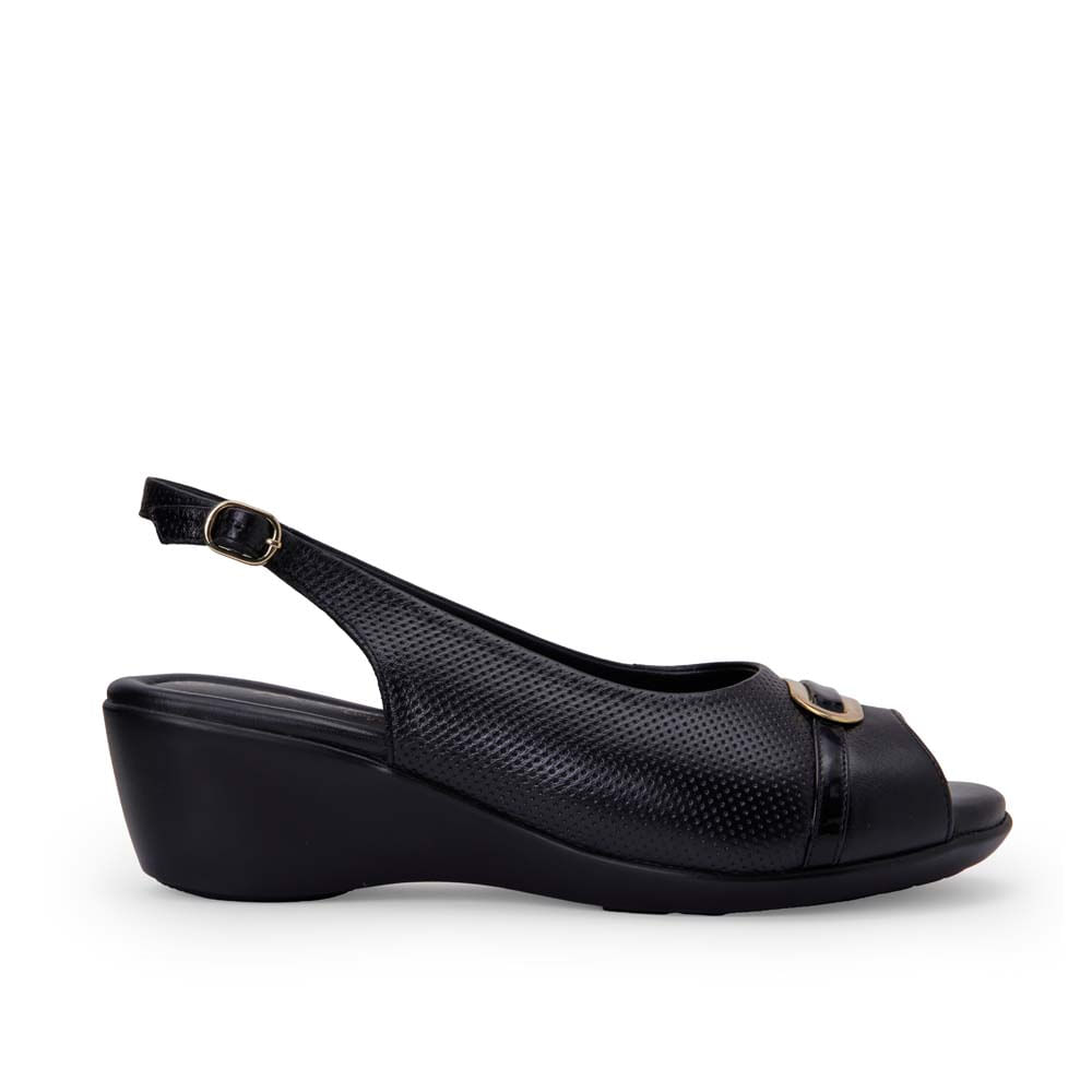 Sandalia Peep Toe Casual WIL-2503 Negro Viale Cuero - Imagen 9