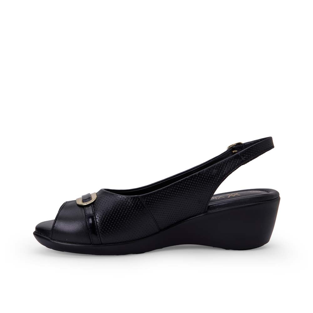 Sandalia Peep Toe Casual WIL-2503 Negro Viale Cuero - Imagen 2