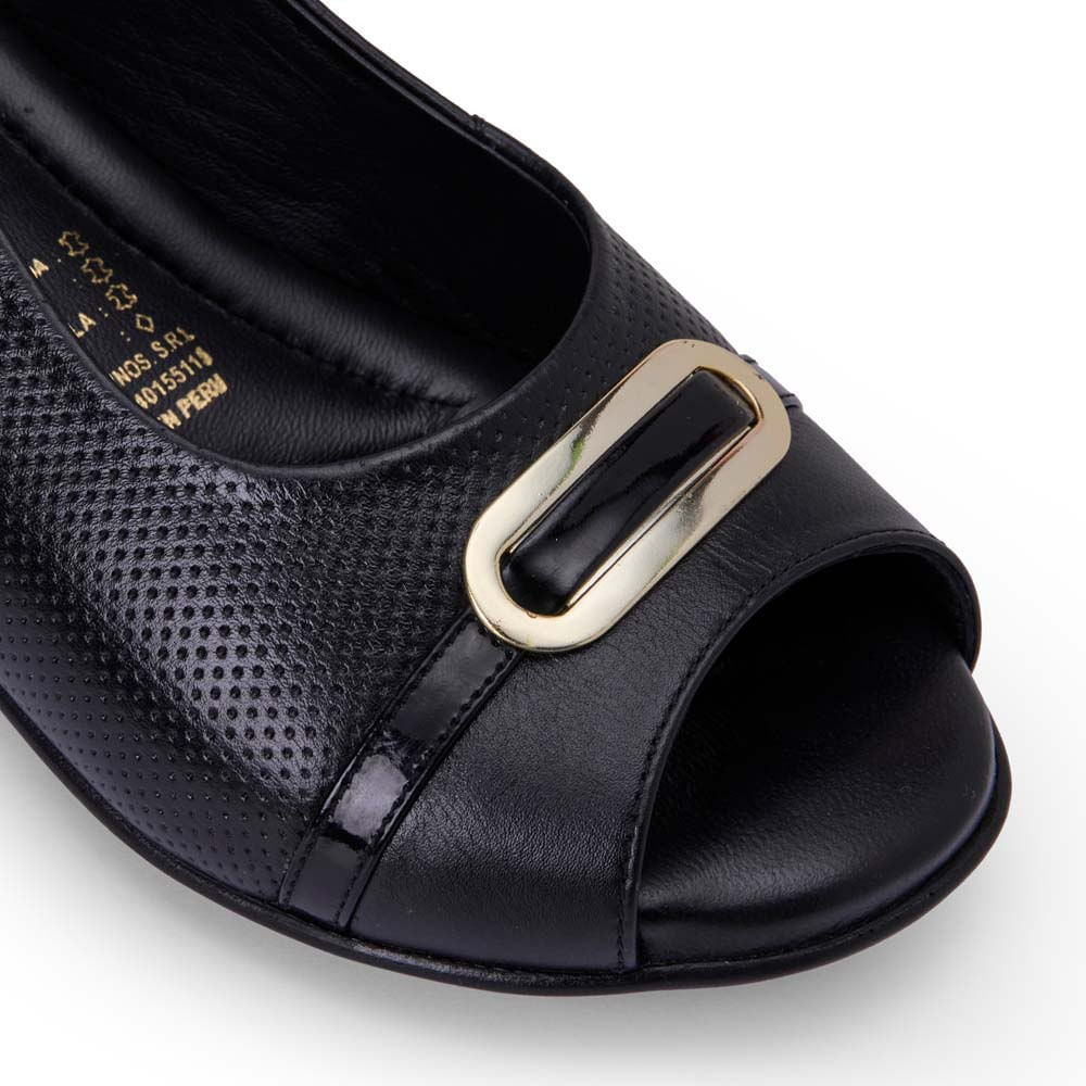Sandalia Peep Toe Casual WIL-2503 Negro Viale Cuero - Imagen 7