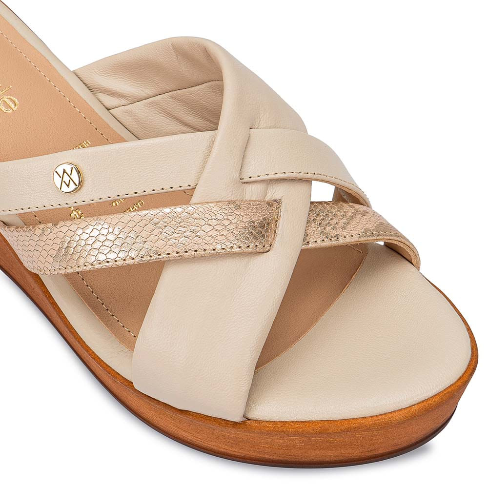 Sandalia Slide Casual ECO-2502 Vainilla Viale Cuero - Imagen 3