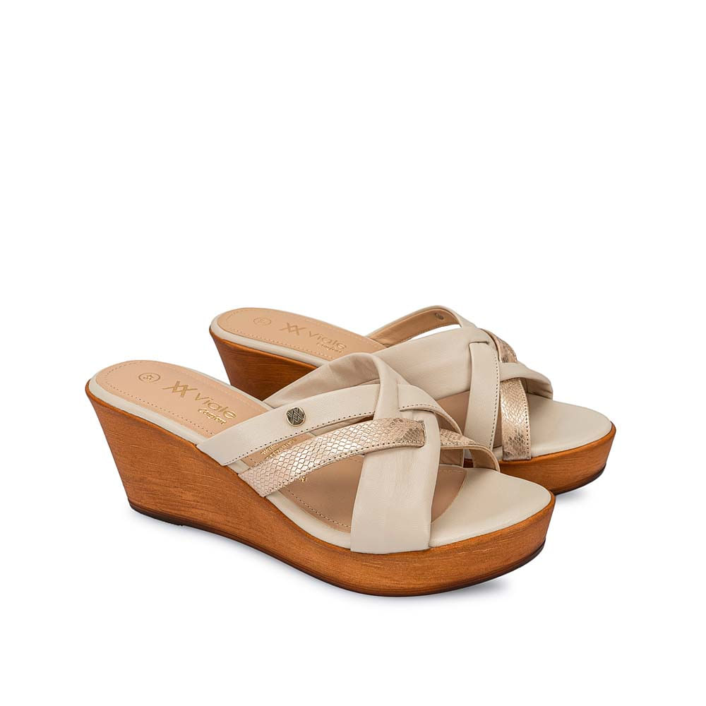 Sandalia Slide Casual ECO-2502 Vainilla Viale Cuero - Imagen 4