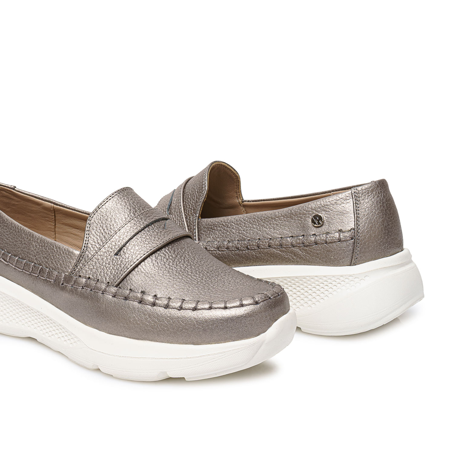 Zapato Mocasín Casual SHAM-2511 Plata/Quem Viale Cuero - Imagen 2