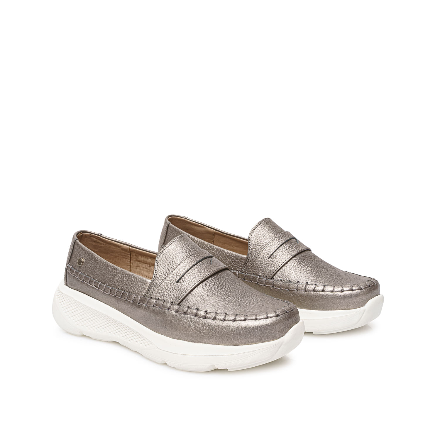 Zapato Mocasín Casual SHAM-2511 Plata/Quem Viale Cuero - Imagen 8