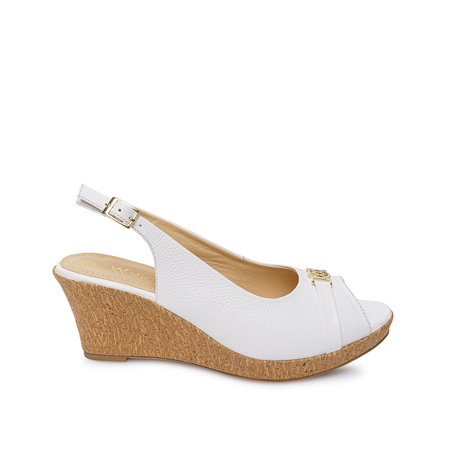Sandalia Peep Toe Casual SOFI-2606 Blanco Viale Cuero - Imagen 5