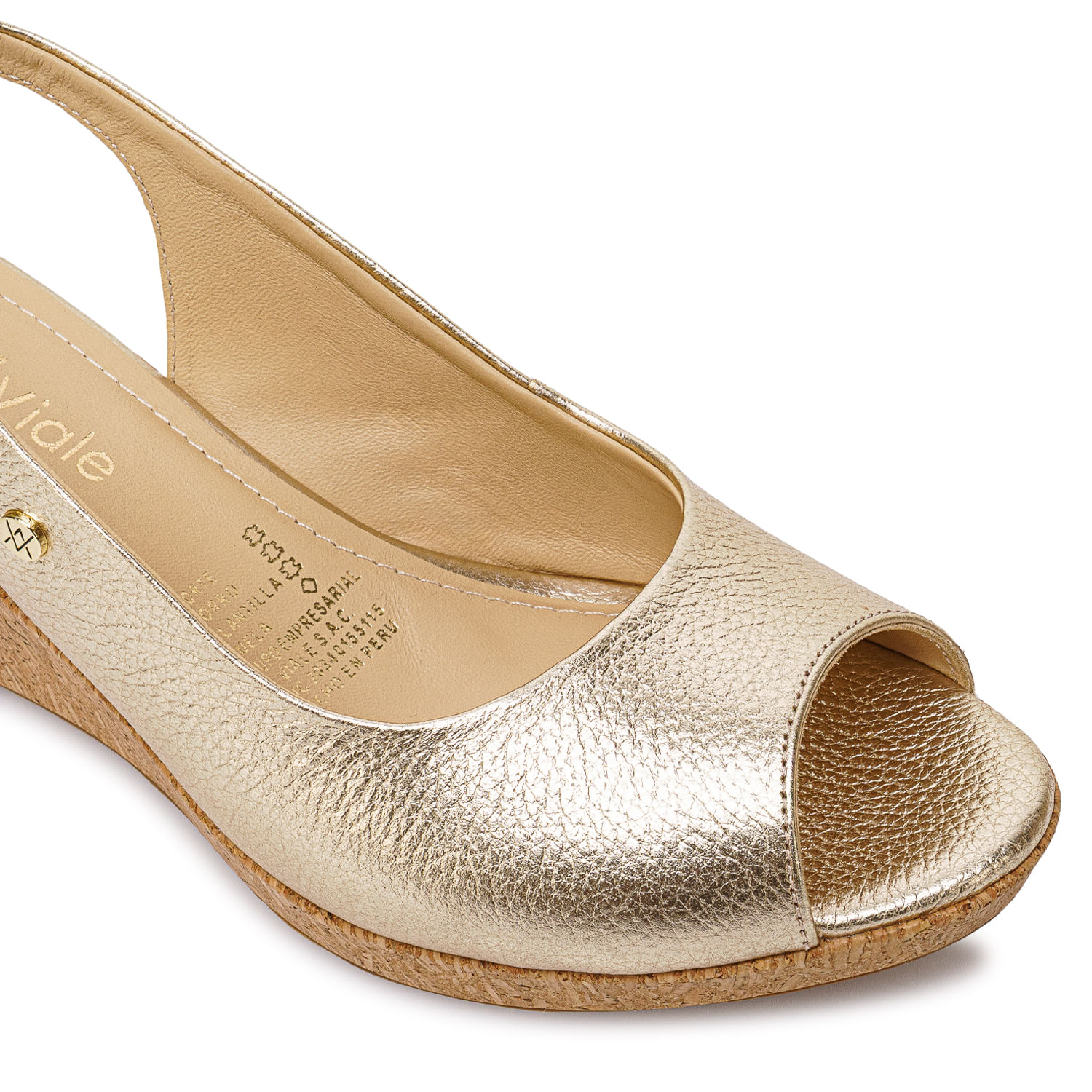 Sandalia Peep Toe Casual SOFI-2606 Dorado Viale Cuero - Imagen 7