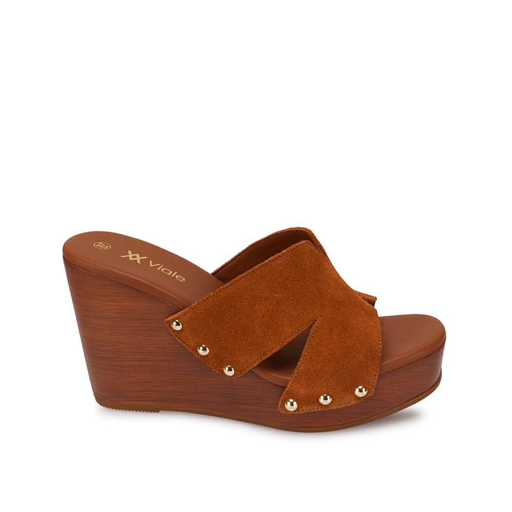 Sandalia Slide Casual SOFI-2610 Habano Viale Cuero - Imagen 5