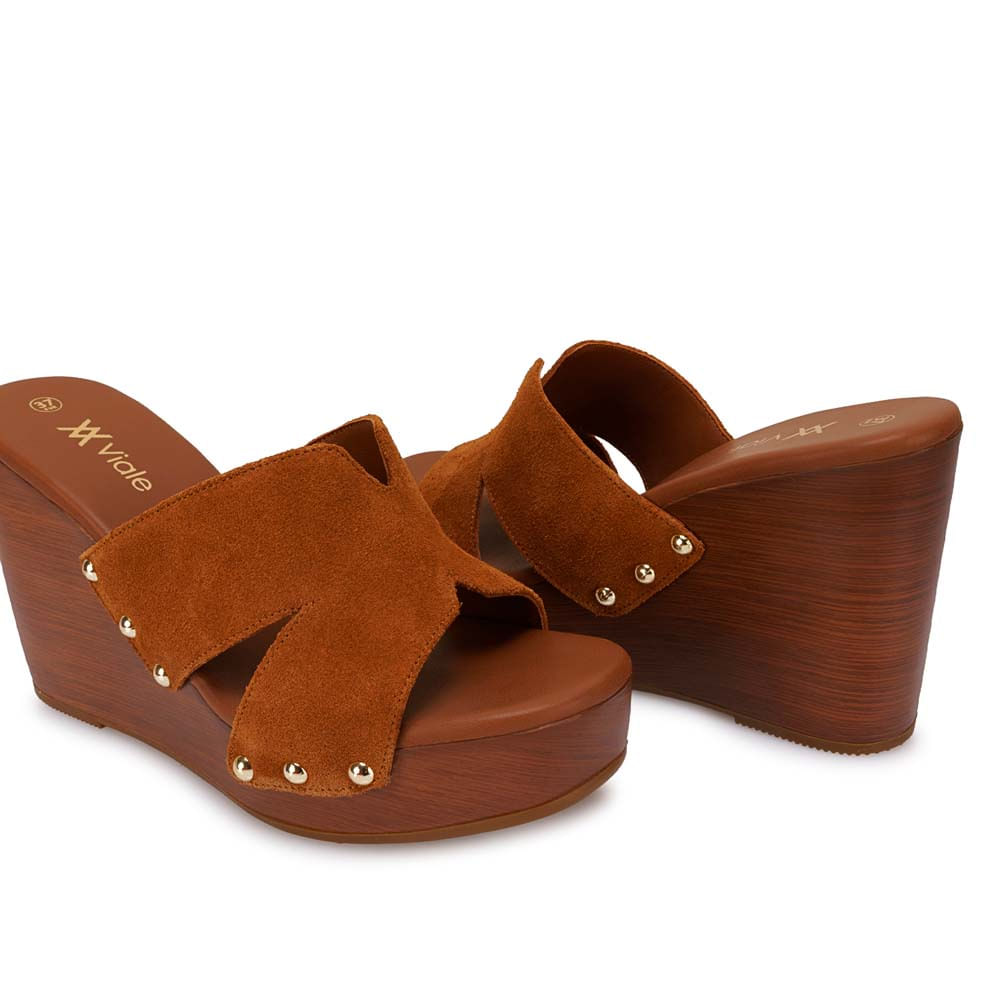 Sandalia Slide Casual SOFI-2610 Habano Viale Cuero - Imagen 3