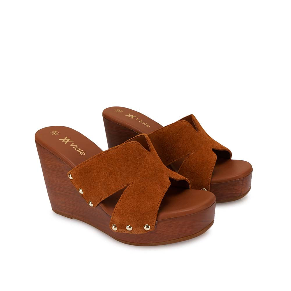 Sandalia Slide Casual SOFI-2610 Habano Viale Cuero - Imagen 4