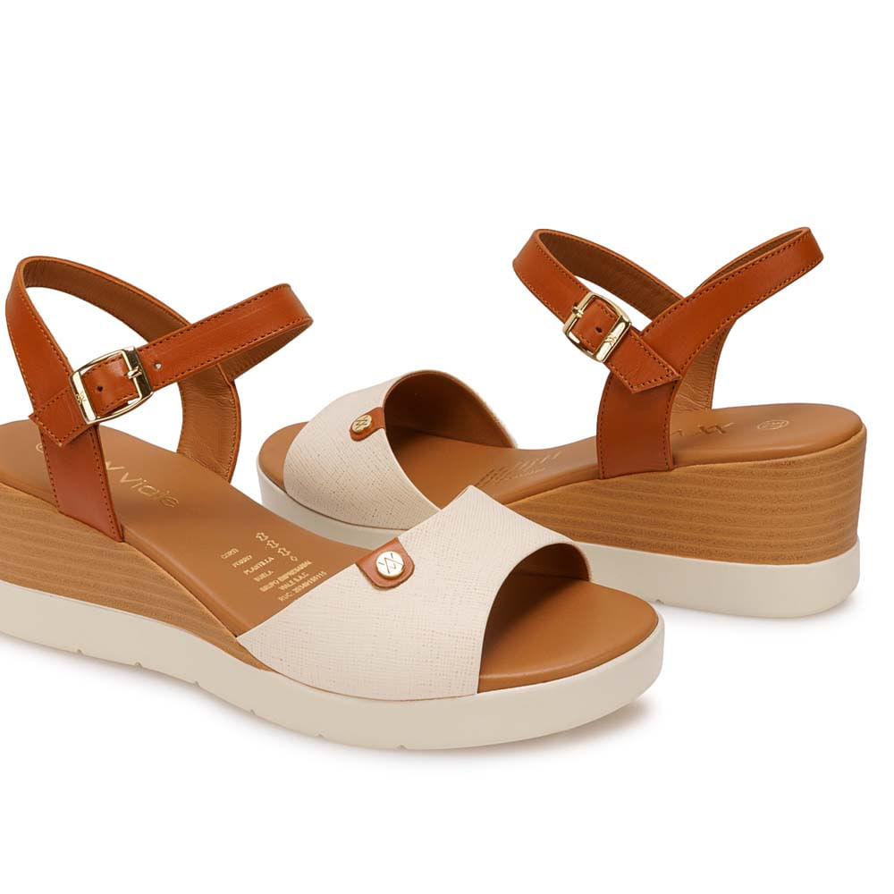Sandalia D'orsay Casual TASTE-2601 Perla Viale Cuero - Imagen 3