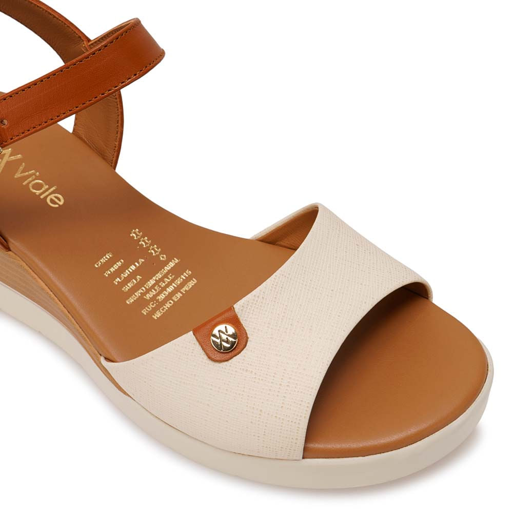 Sandalia D'orsay Casual TASTE-2601 Perla Viale Cuero - Imagen 2