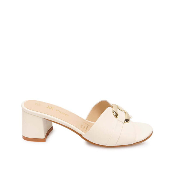 Sandalia Slide Casual TATI-2603 Hueso Viale Cuero