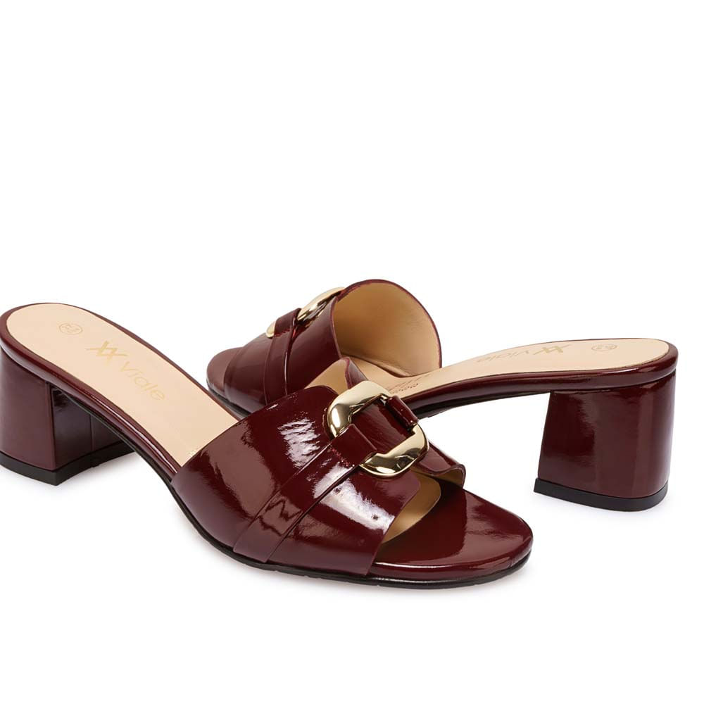 Sandalia Slide Casual TATI-2603 Rojo Oscuro Viale Cuero - Imagen 11
