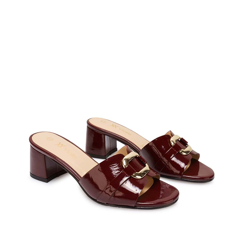 Sandalia Slide Casual TATI-2603 Rojo Oscuro Viale Cuero - Imagen 4