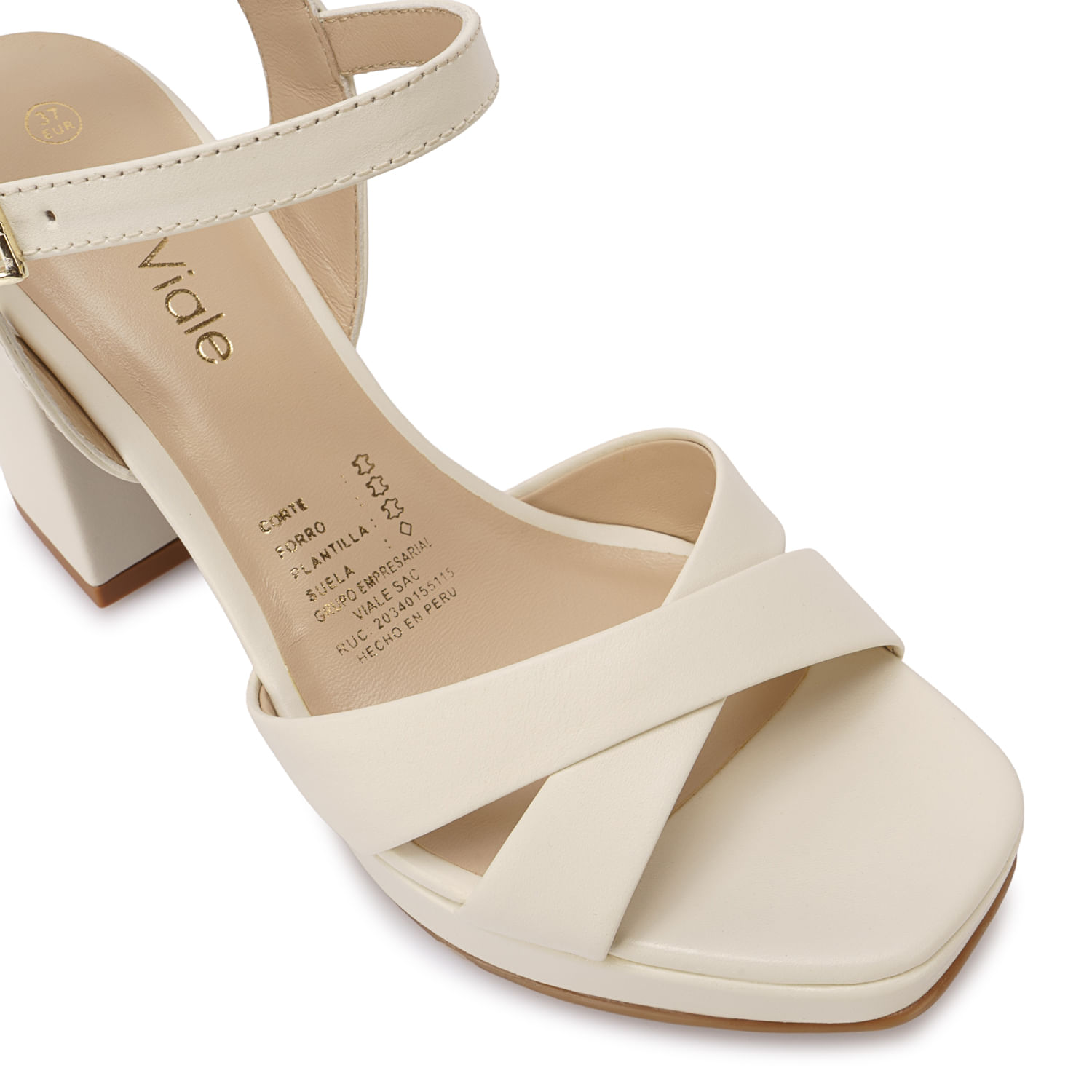 Sandalia D'orsay Casual TATI-2605 Hueso Viale Cuero - Imagen 3