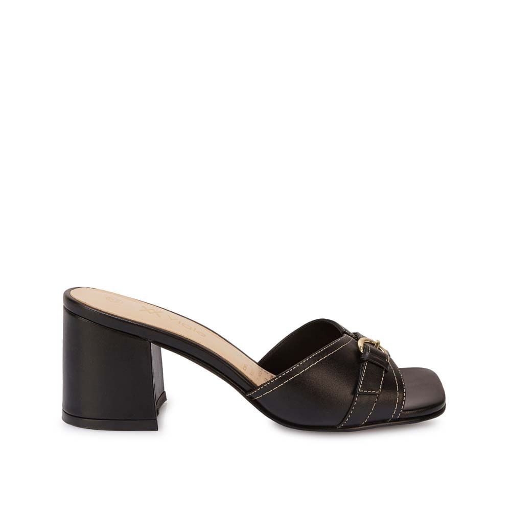 Sandalia Slide Casual TATI-2607 Negro Viale Cuero