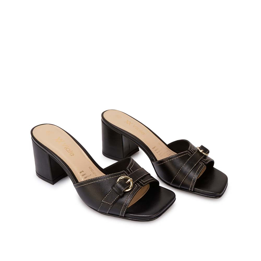Sandalia Slide Casual TATI-2607 Negro Viale Cuero - Imagen 4
