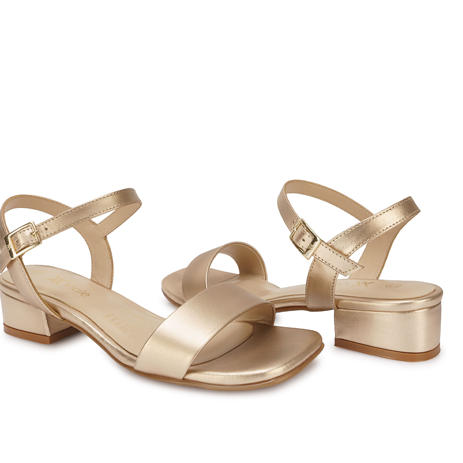 Sandalia D'orsay Casual TATI-2610 Dorado Viale Cuero - Imagen 2