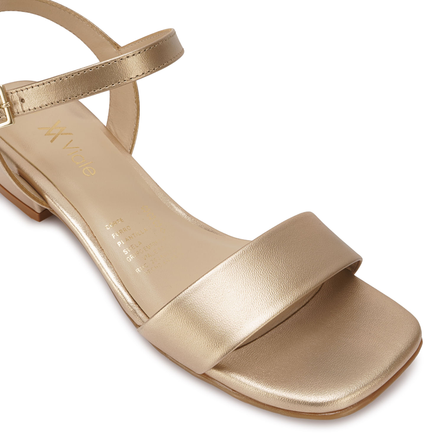 Sandalia D'orsay Casual TATI-2610 Dorado Viale Cuero - Imagen 7