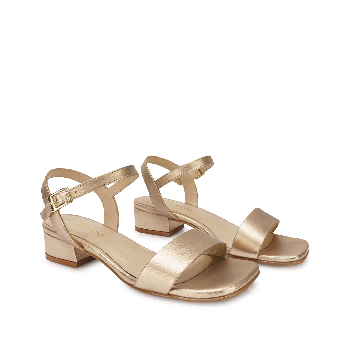 Sandalia D'orsay Casual TATI-2610 Dorado Viale Cuero - Imagen 4