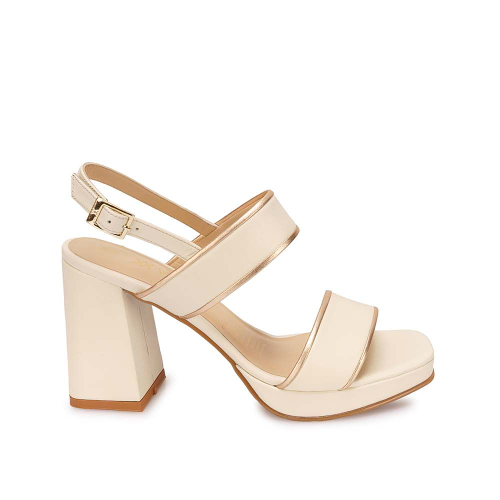 Sandalia D'orsay Casual TATI-2613 Hueso/Dorado Viale Cuero