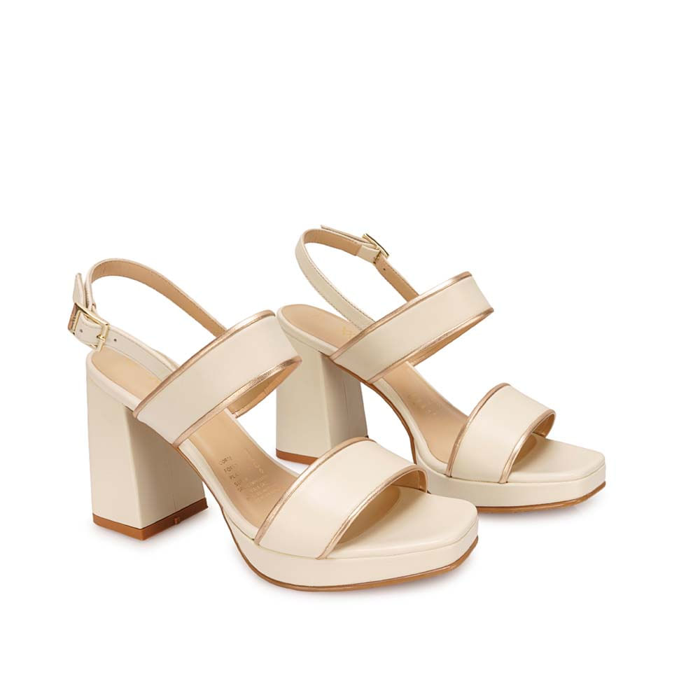 Sandalia D'orsay Casual TATI-2613 Hueso/Dorado Viale Cuero - Imagen 4