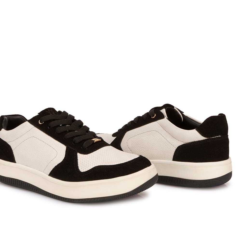 Zapatilla Casual TERI-2650 Blan/Neg Viale Cuero - Imagen 7